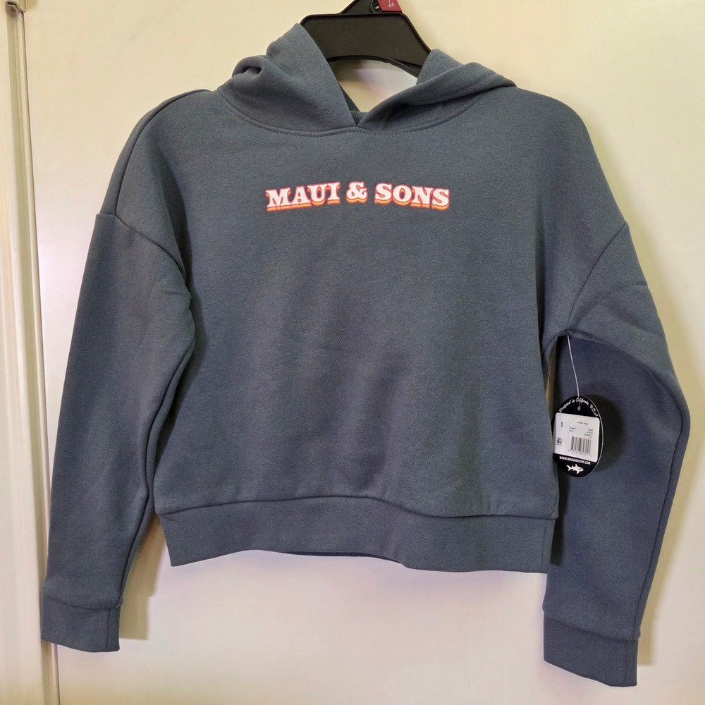 Maui and Sons Girls Smoke Blue Fleece Hoodie and Shorts Set Size S 6/6X NWT
